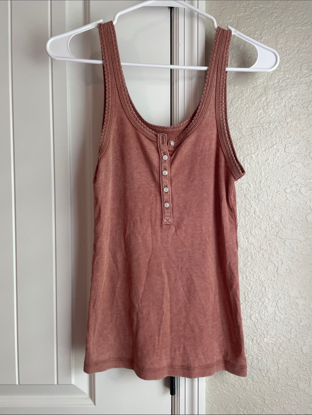 aerie Dusty Rose Ribbed Henley Tank